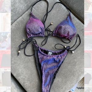 Sparkly Purple Iridescent Bikini Set 💜